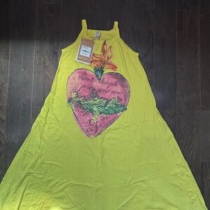 Magnolia Pearl Yellow Heart Print Maxi Dress Great,Condition,Tags incGently worn